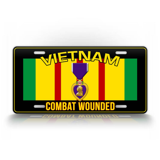 Vietnam Veteran Combat Wounded Purple Heart License Plate