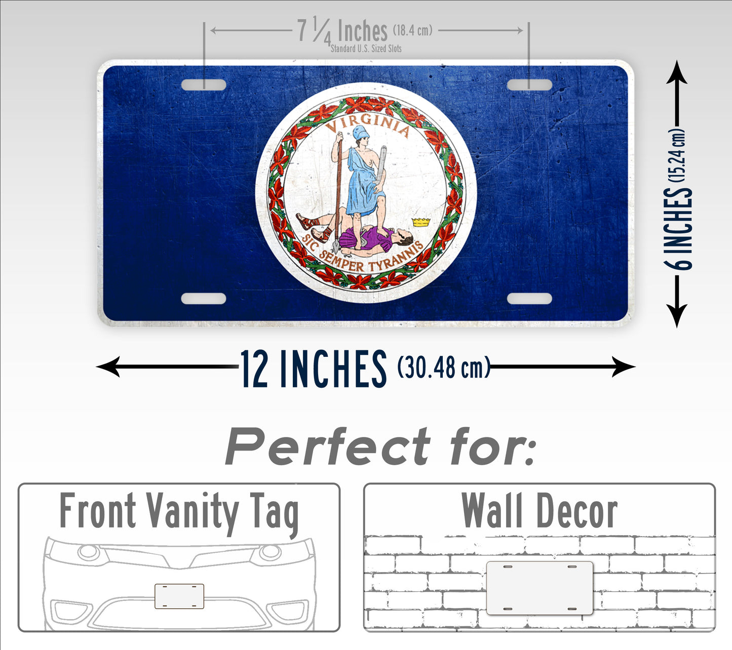 Weathered Metal Virginia State Flag License Plate