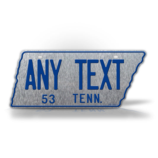 Custom Text Silver Tennessee State Shaped 1953 License Plate
