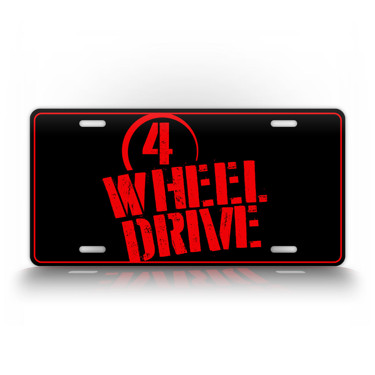 Red 4 Wheel Drive Truck License Plate