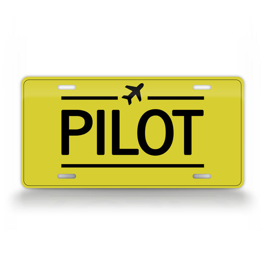 Yellow Pilot Aviator License Plate General Aviation
