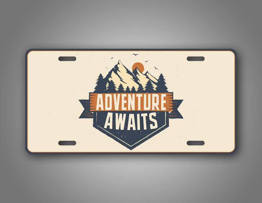 Adventure Logo Adventure Awaits License Plate