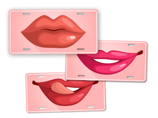 Hot Lips Kissing Lips Lipstick License Plate