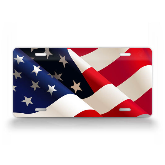Patriotic American flag License Plate