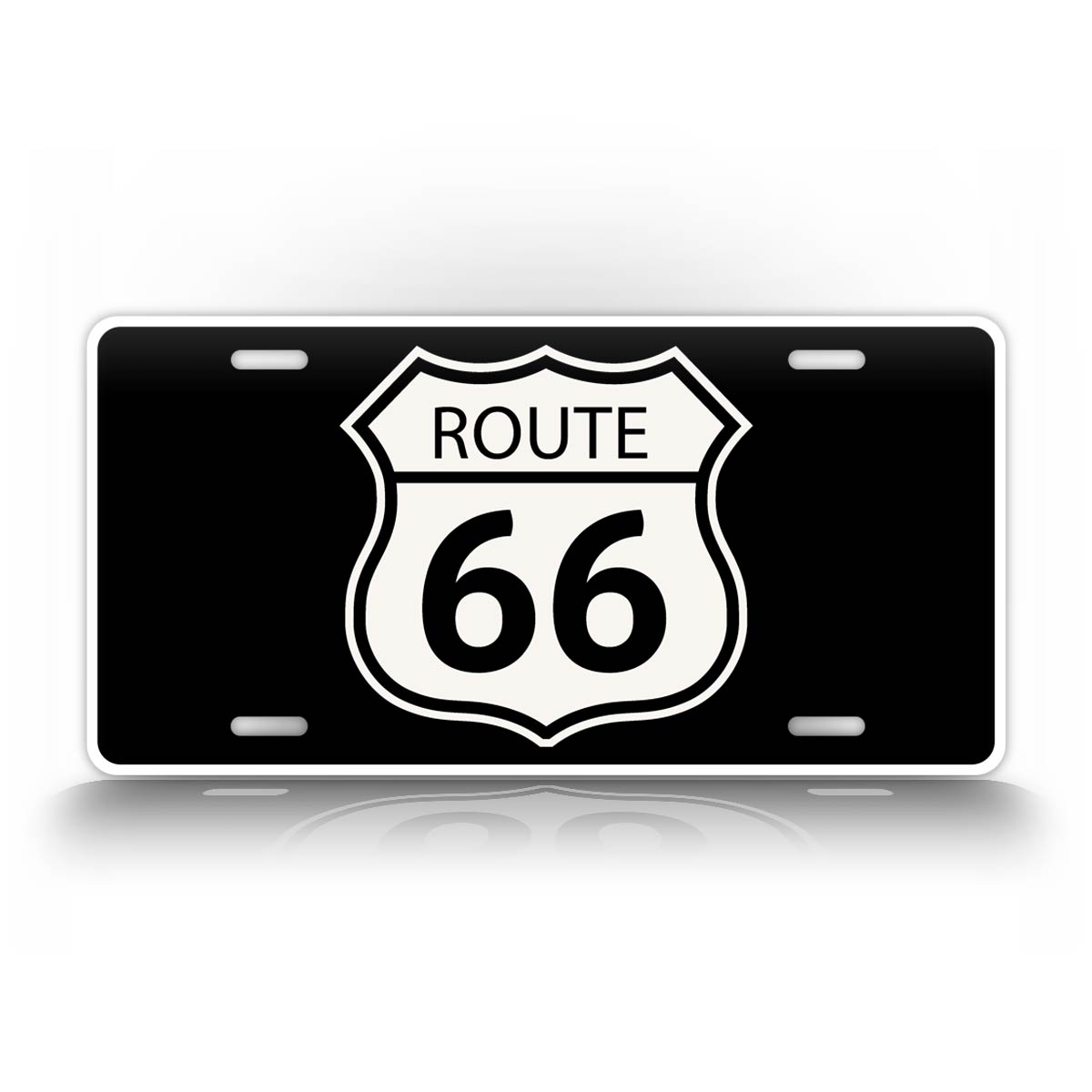 Classic Black And White Route 66 License Plate