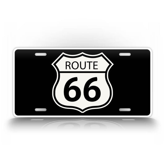 Classic Black And White Route 66 License Plate
