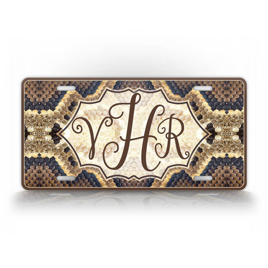 Custom Symmetrical Snakeskin Design Monogram License Plate