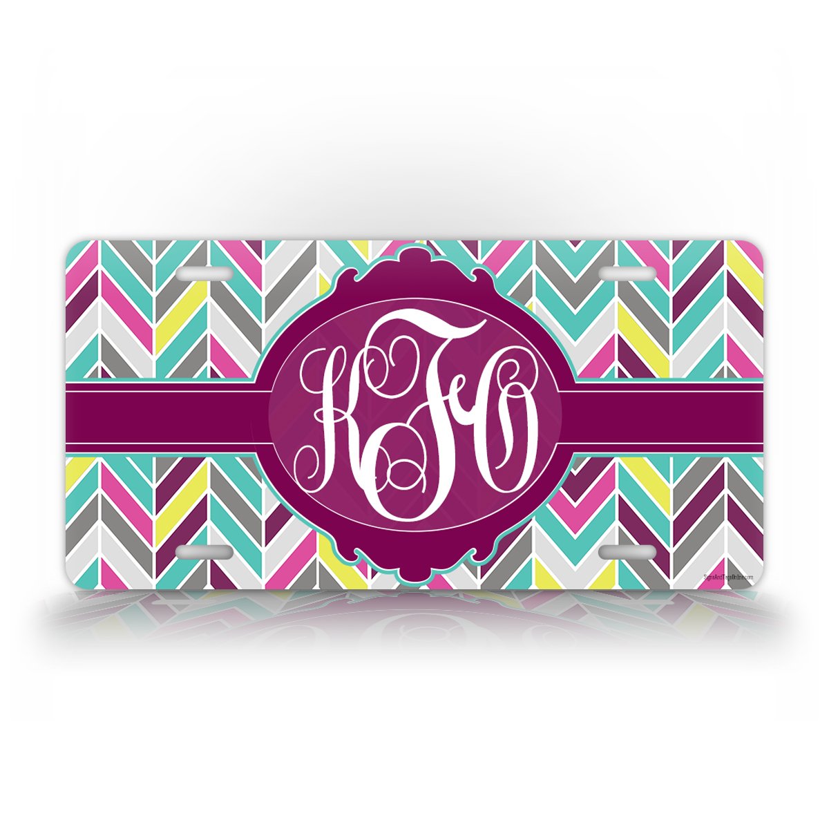 Custom Chevron Monogramed Auto Tag