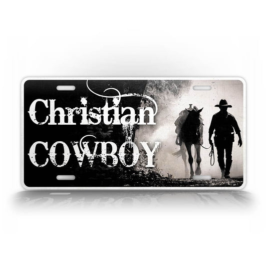 Christian Cowboy Vintage License Plate