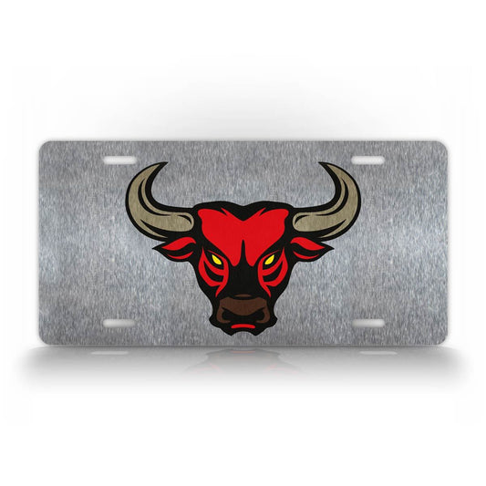 Cattle Bull Head Silver License Plate Cowboy Auto Tag