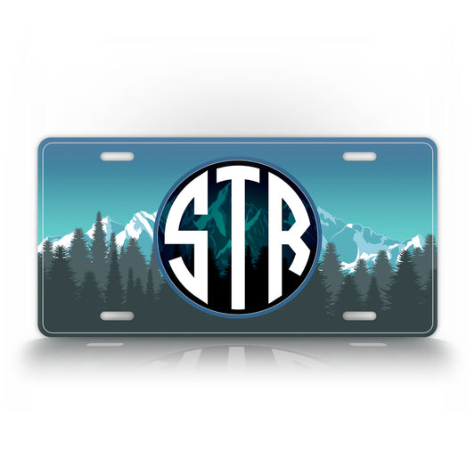 Beautiful Mountain Adventure Monogram License Plate