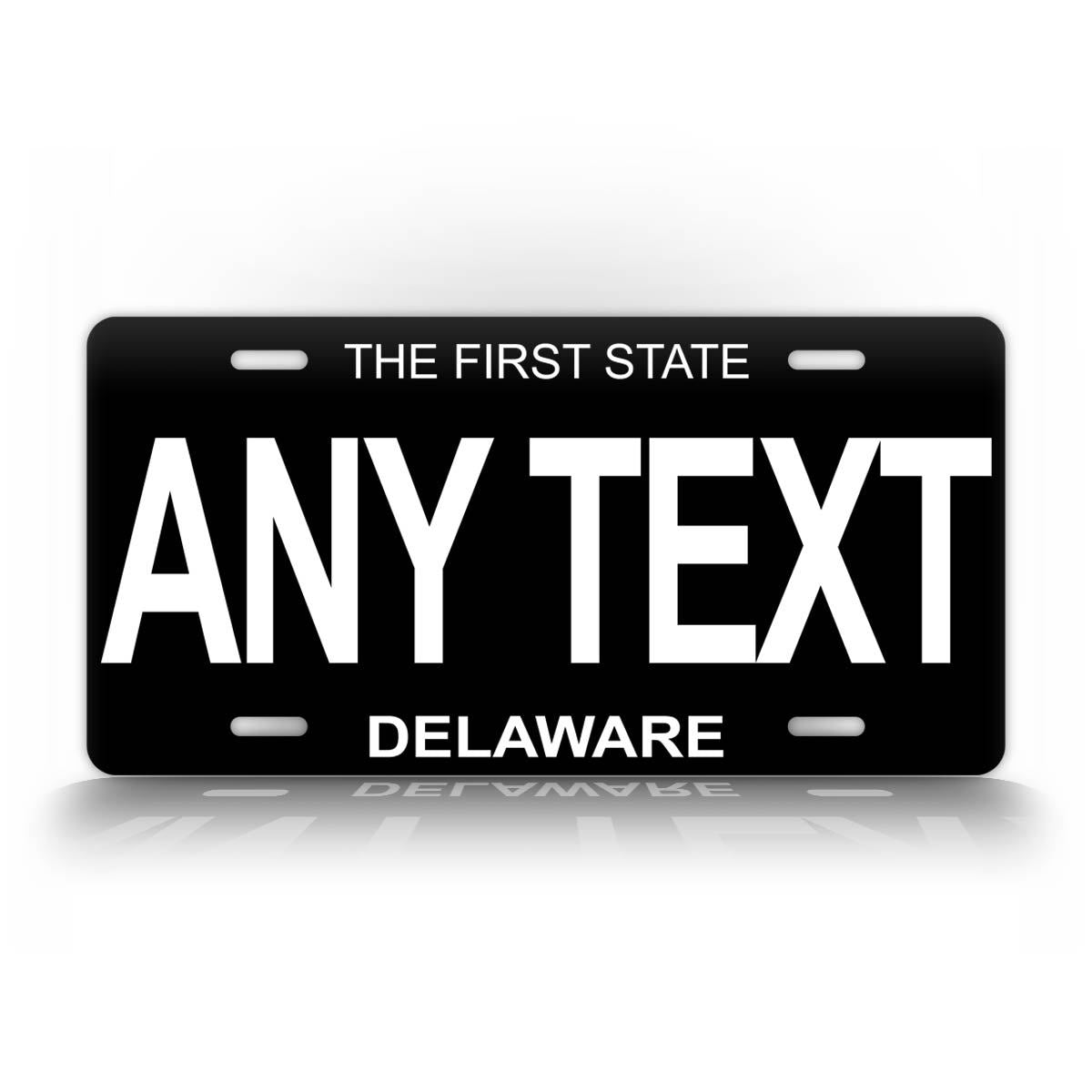 Personalized Delaware Black Reproduction License Plate