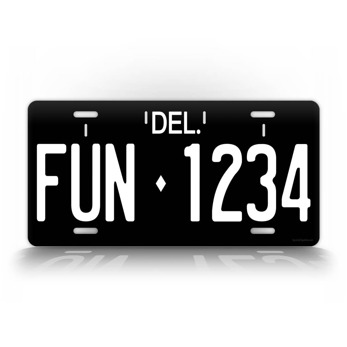 Custom Black Any Text Delaware State Auto Tag