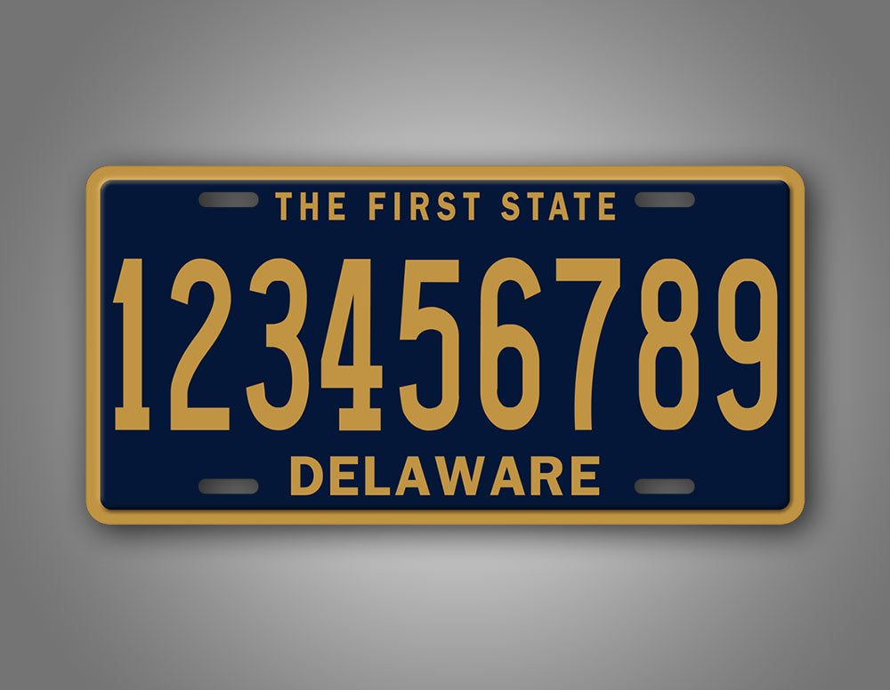 Personalized Blue And Gold Custom Delaware State License Plate