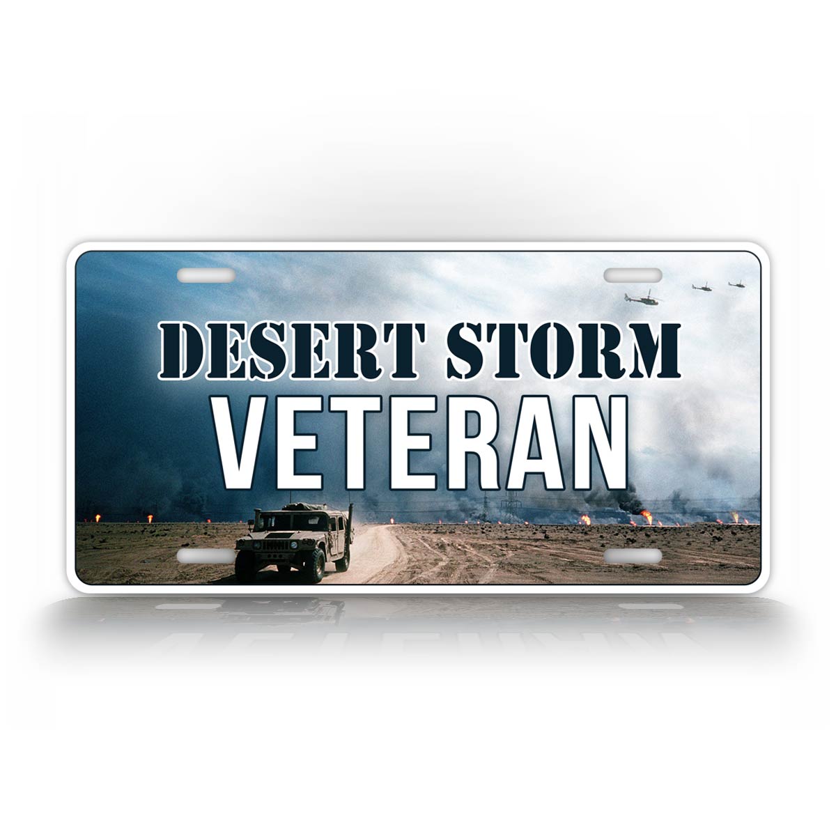 Desert Storm Veteran License Plate With Humvee