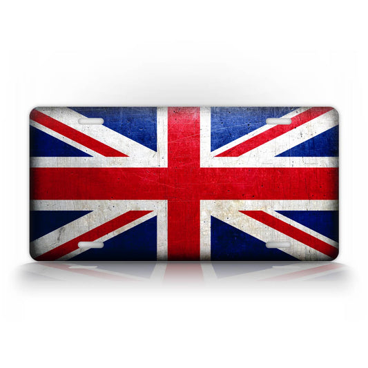 British Union Jack Flag Grunge Texture License Plate