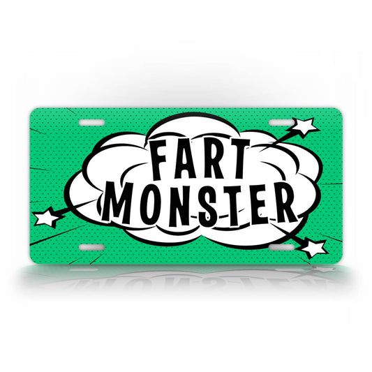 Fart Monster Comic Style Silly License Plate