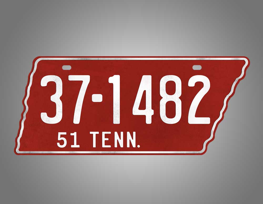 Personalized Text Tennessee State Shape License Plate