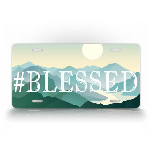 Hashtag Blessed Mountains License Plate Tag