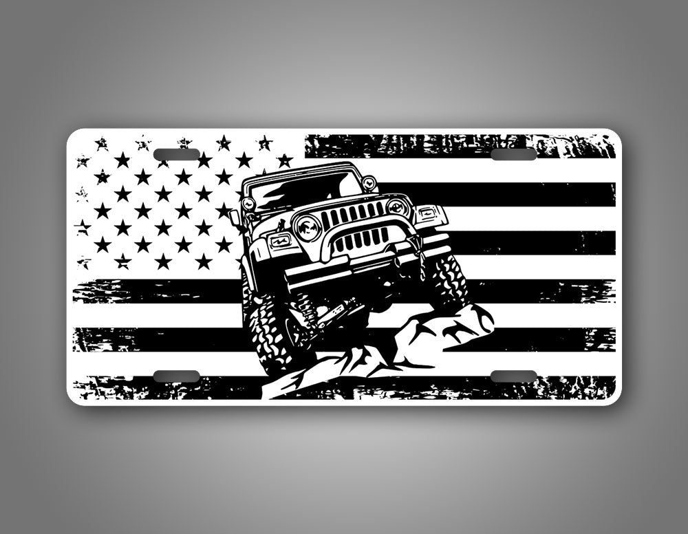Jeep Crawler Rustic American Flag License Plate
