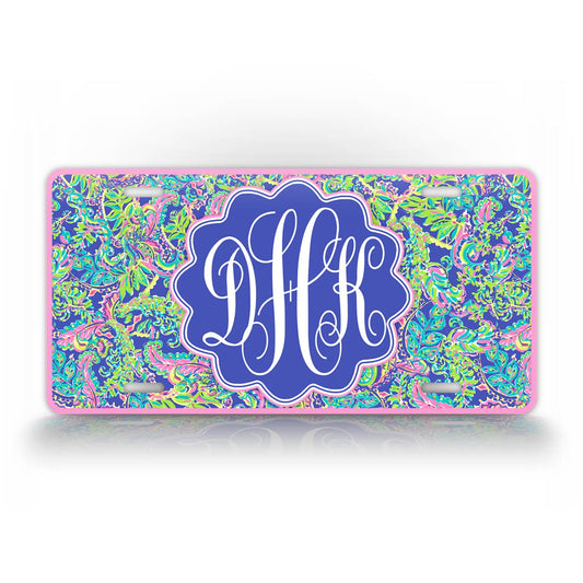 Personalized Lily Fern Style Monogram License Plate
