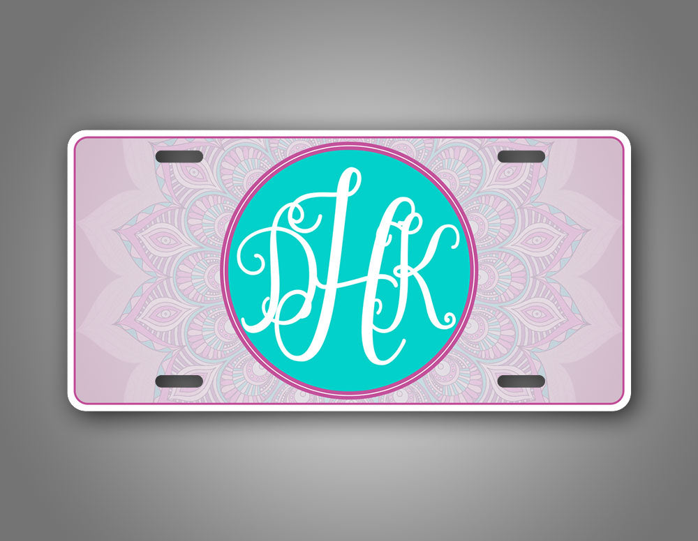 Personalized Pink Mandala Design Auto Tag