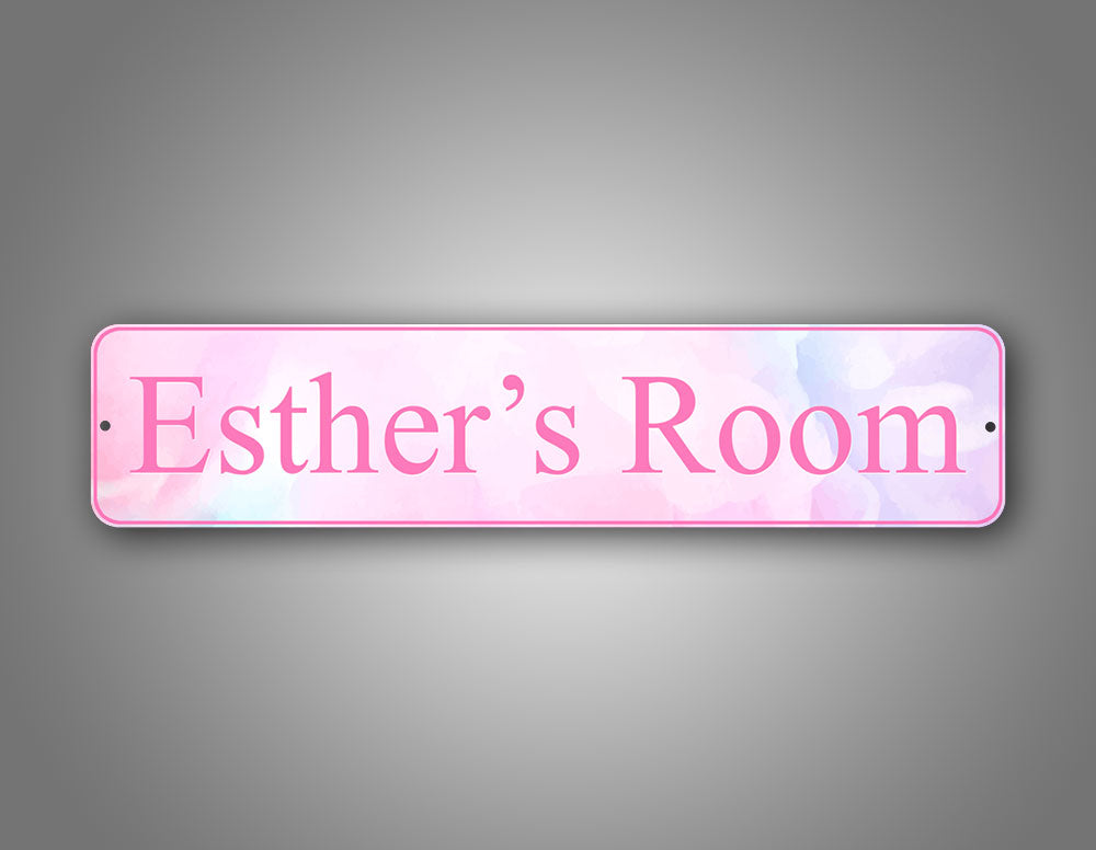 Stylish Custom Any Text Pink Watercolor Street Sign Room Decoration