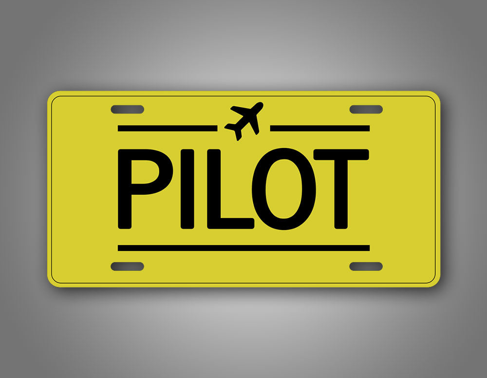 Yellow Pilot Aviator License Plate