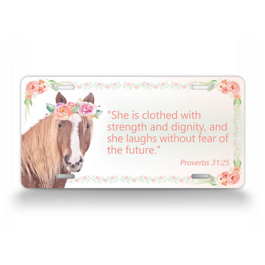 Proverbs 31 Bible Verse License Plate With Horse Painting