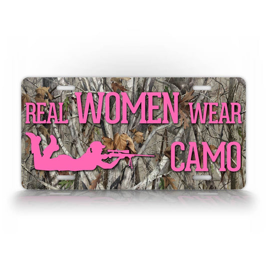 Real Women Wear Camo License Plate Hunting Auto Tag