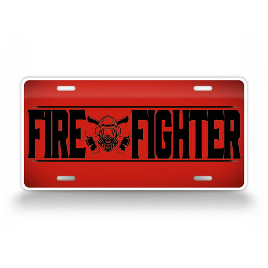Red Firefighter License Plate