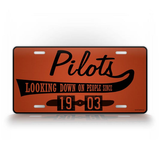 Maroon Aviator License Plate Pilots Looking Down On People Funny Auto Tag