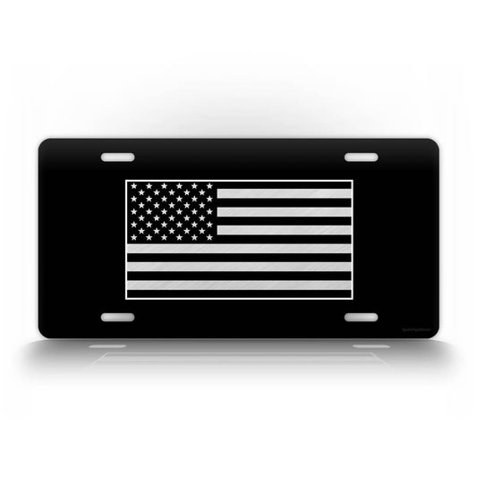 Black And White Tactical USA American Flag License Plate