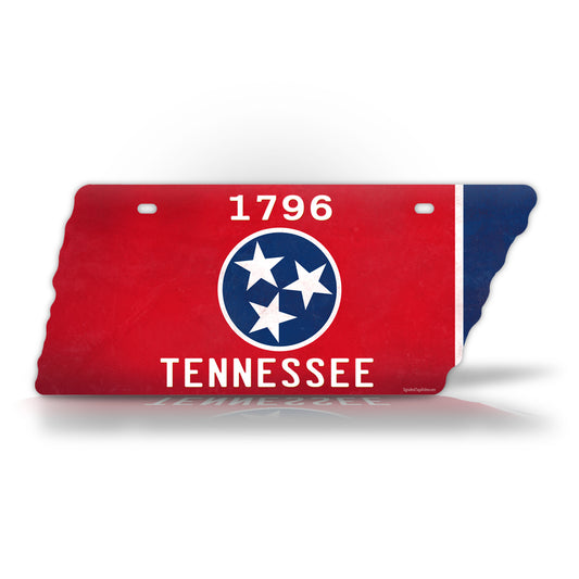 Tennessee Tri Star Flag 1776 TN State Shaped License Plate