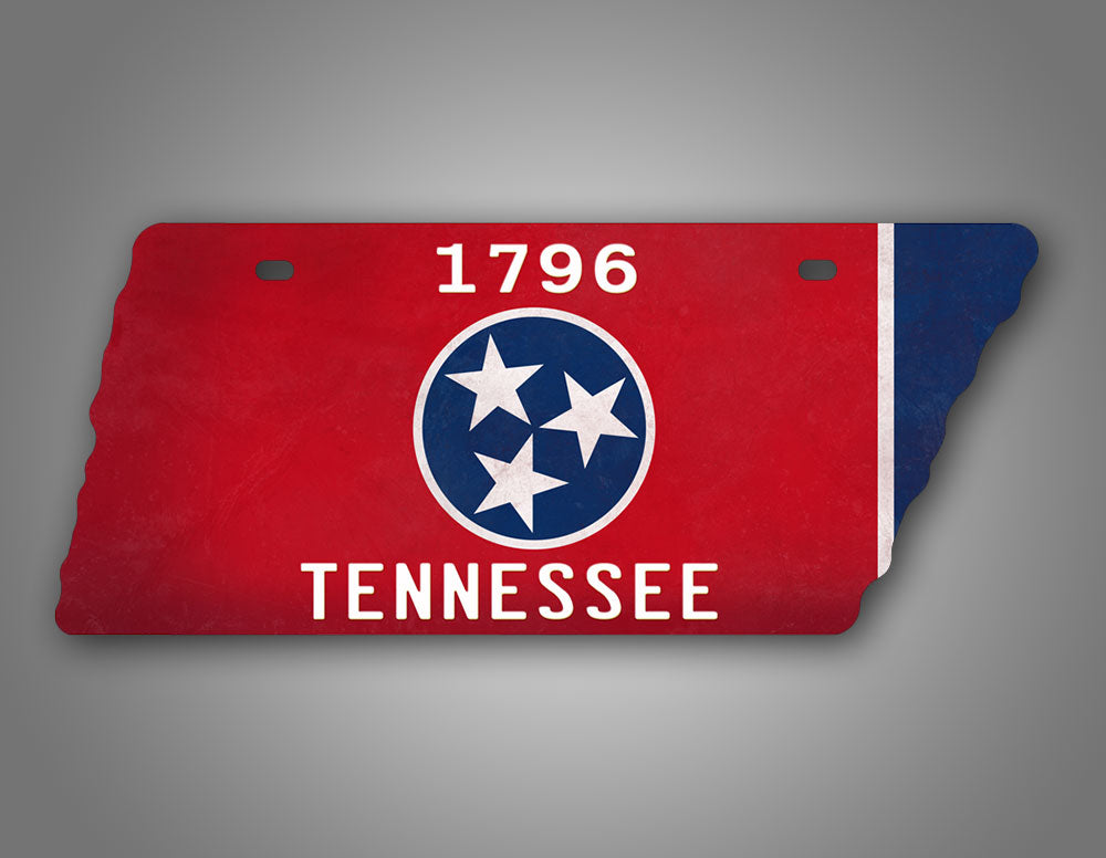 Tennessee Flag State Shaped License Plate