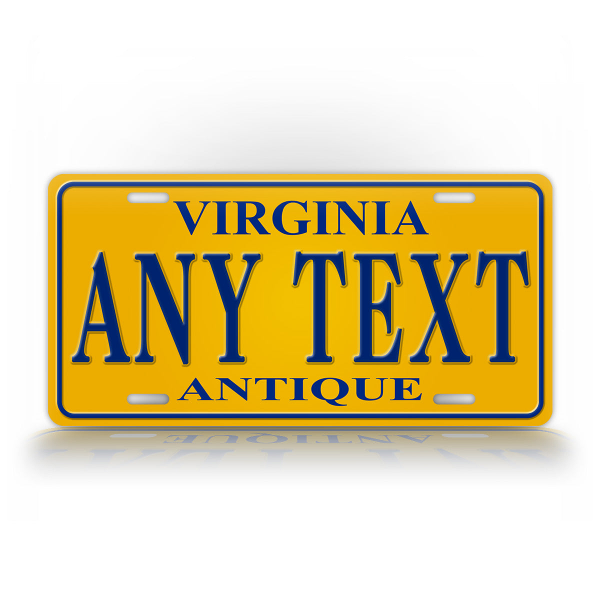 Custom Yellow Virginia Antique Vehicle License Plate