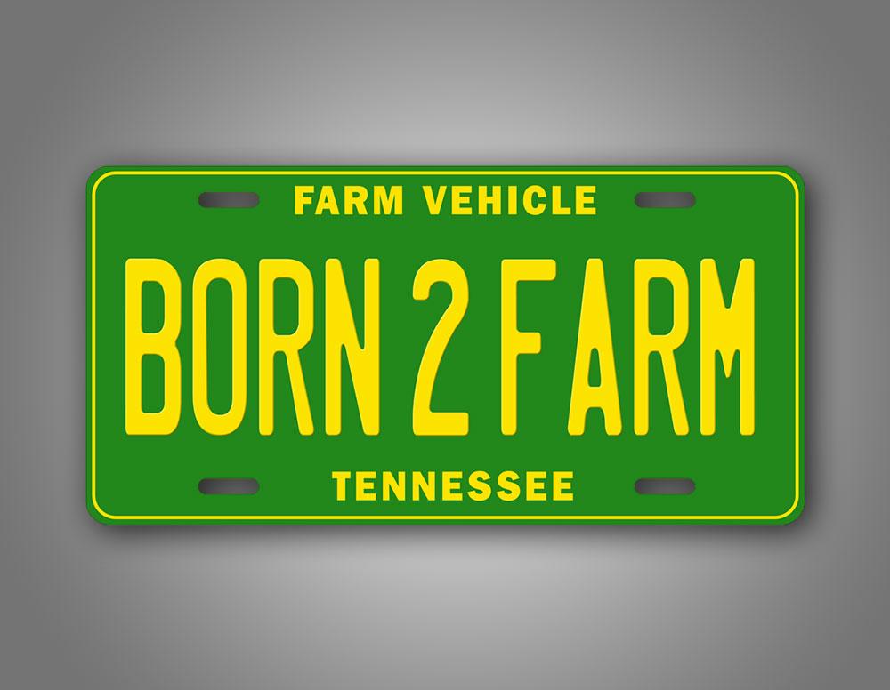 Custom State Green Born2farm Auto Tag