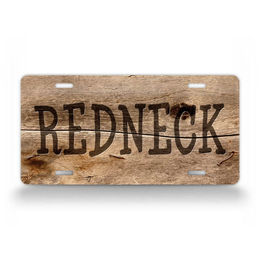 Rustic Redneck License Plate With Wood Background