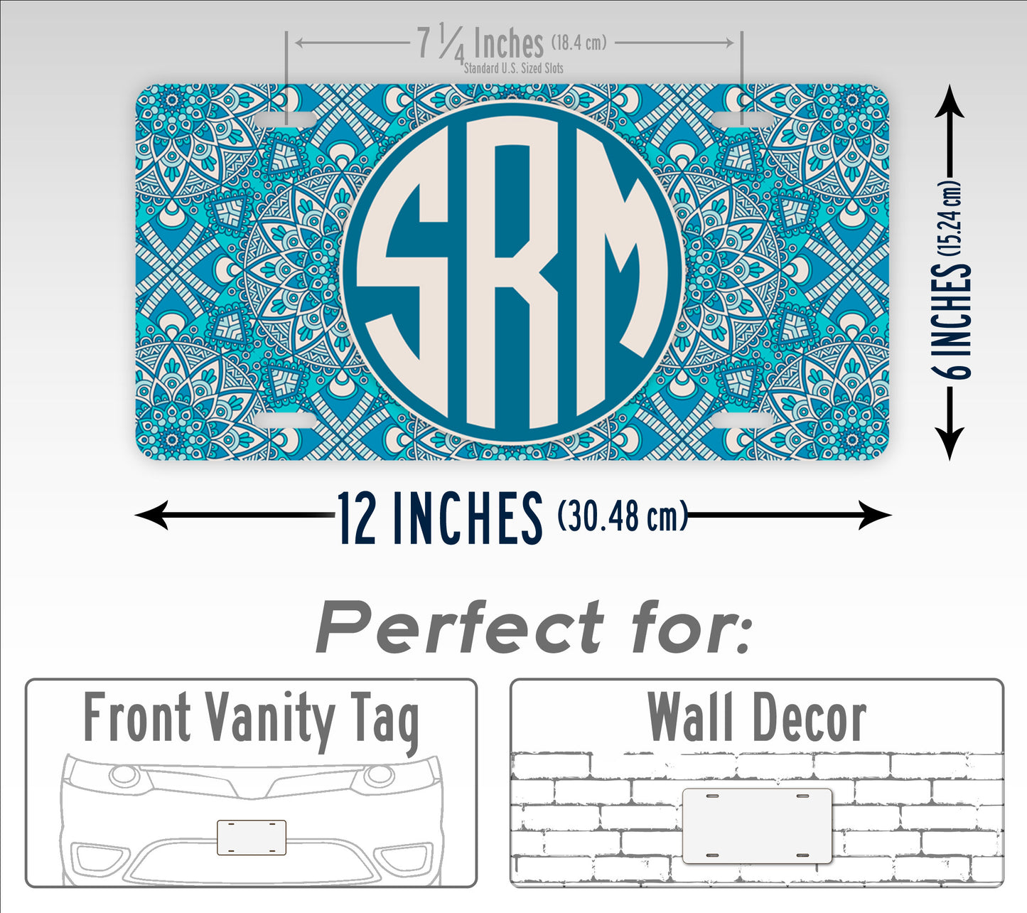 Personalized Boho Chic Style Monogram License Plate