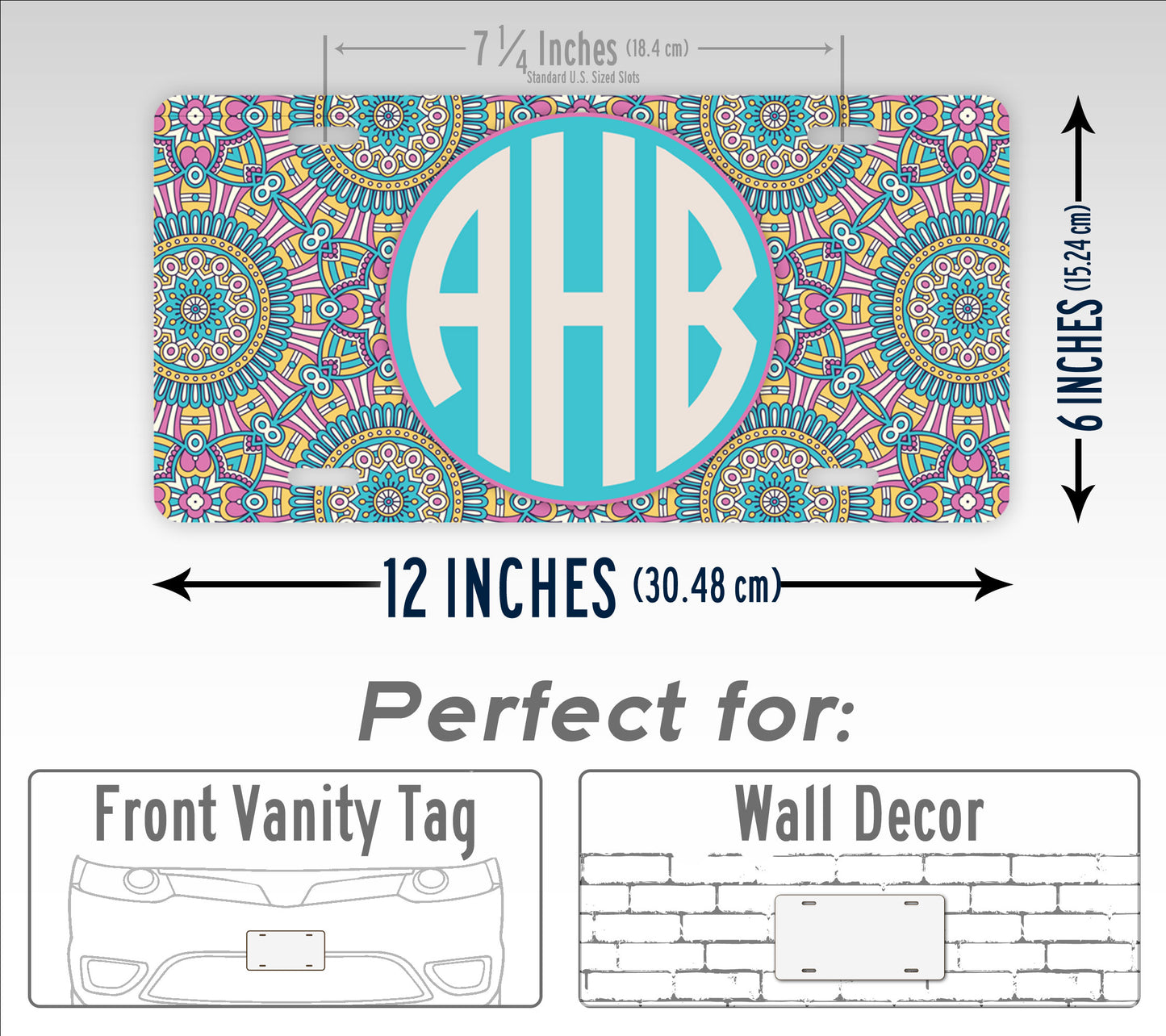 Personalized Boho Chic Style Monogram License Plate