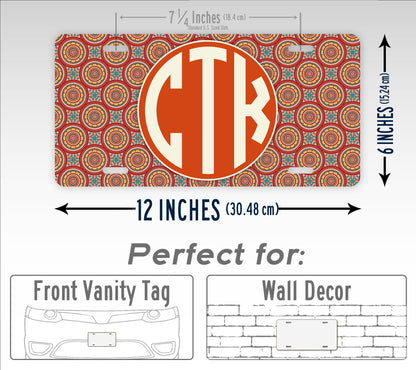 Personalized Boho Chic Style Monogram License Plate