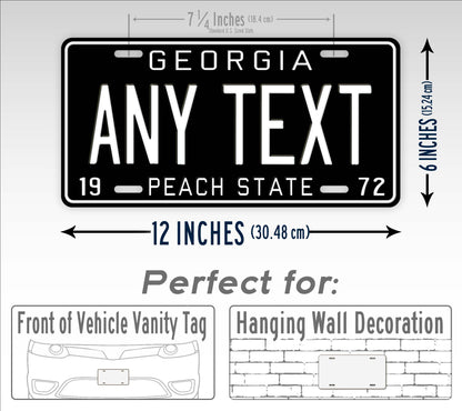 Personalized Blackout 1970s Georgia State License Plate