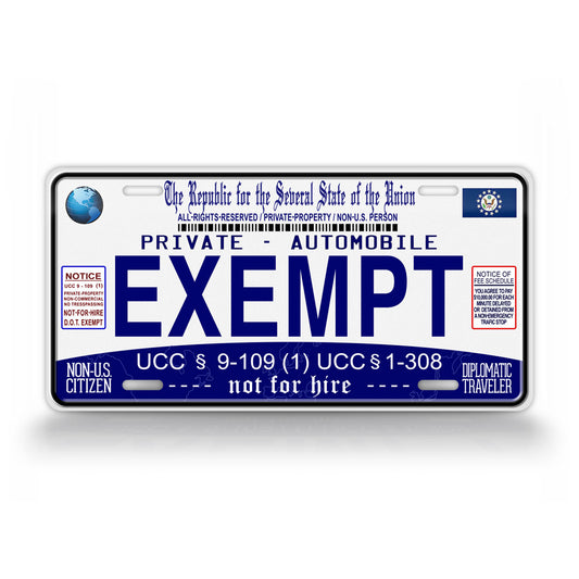 Sovereign Citizen Exempt Blue License Plate