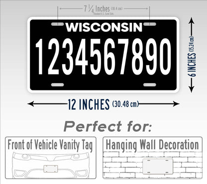 Personalized Wisconsin State Blackout License Plate