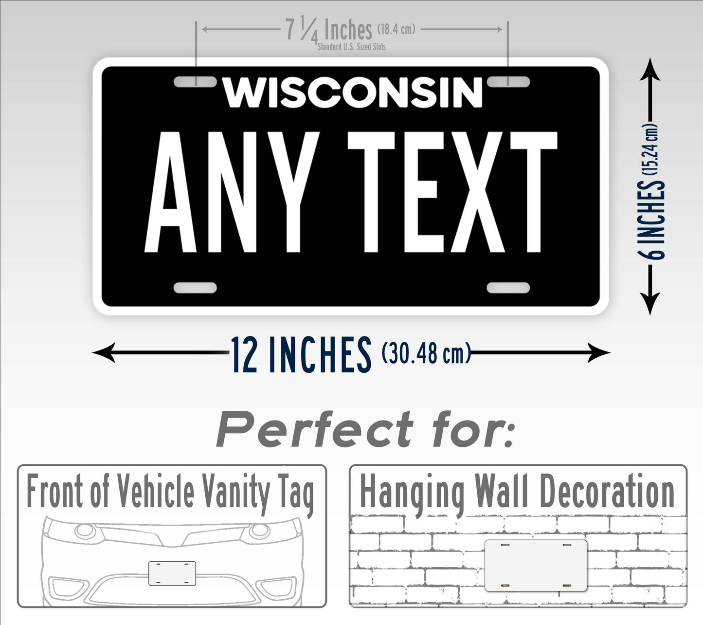 Personalized Wisconsin State Blackout License Plate