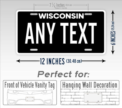 Personalized Wisconsin State Blackout License Plate