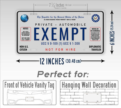 Sovereign Citizen Exempt Custom License Plate