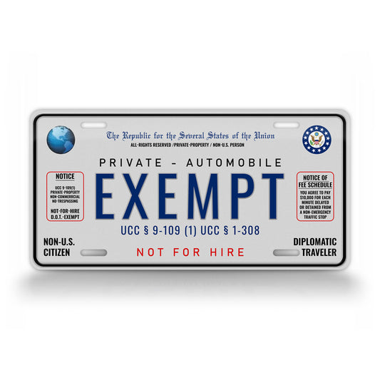 Private Sovereign Citizen Exempt License Plate