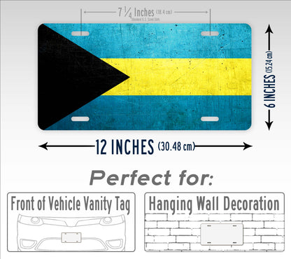 Bahamas Flag Weathered Metal License Plate