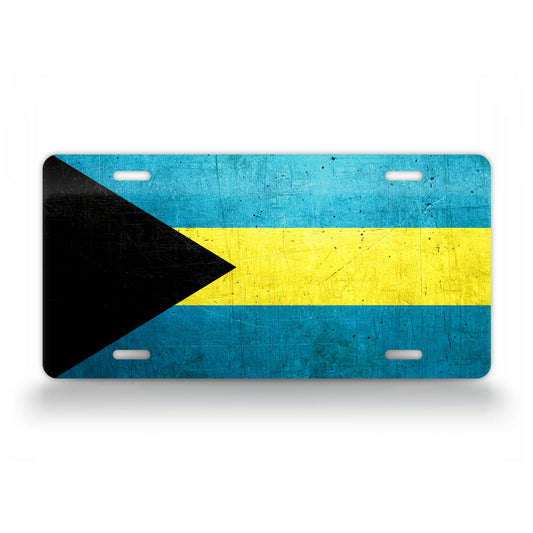 Bahamas Flag Weathered Metal License Plate